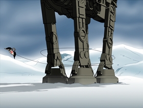 Screenshots from the 2010 Fuzzy Door Productions cartoon Something, Something, Something, Dark Side