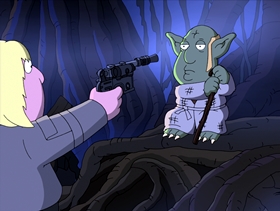 Screenshots from the 2010 Fuzzy Door Productions cartoon Something, Something, Something, Dark Side