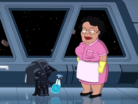 Screenshots from the 2010 Fuzzy Door Productions cartoon Something, Something, Something, Dark Side