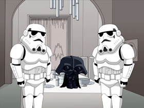 Screenshots from the 2010 Fuzzy Door Productions cartoon Something, Something, Something, Dark Side