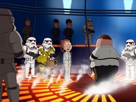 Screenshots from the 2010 Fuzzy Door Productions cartoon Something, Something, Something, Dark Side