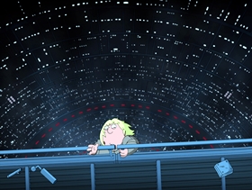 Screenshots from the 2010 Fuzzy Door Productions cartoon Something, Something, Something, Dark Side