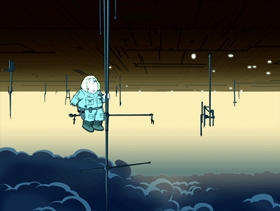 Screenshots from the 2010 Fuzzy Door Productions cartoon Something, Something, Something, Dark Side