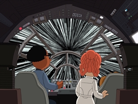 Screenshots from the 2010 Fuzzy Door Productions cartoon Something, Something, Something, Dark Side