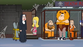 Screenshots from the 2010 Fuzzy Door Productions cartoon Best Little Horror House in Langley Falls