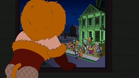 Screenshots from the 2010 Fuzzy Door Productions cartoon Best Little Horror House in Langley Falls