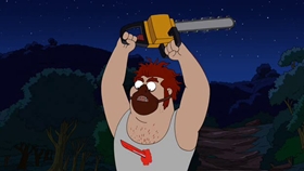 Screenshots from the 2010 Fuzzy Door Productions cartoon Best Little Horror House in Langley Falls