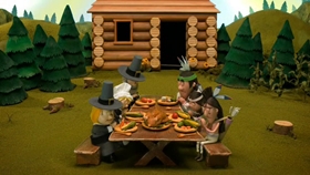 Screenshots from the 2010 Fuzzy Door Productions cartoon There Will Be Bad Blood