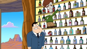 Screenshots from the 2010 Fuzzy Door Productions cartoon There Will Be Bad Blood