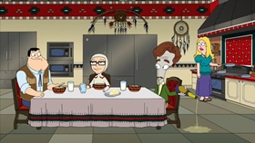 Screenshots from the 2010 Fuzzy Door Productions cartoon There Will Be Bad Blood