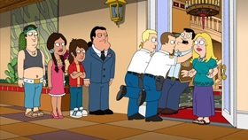 Screenshots from the 2010 Fuzzy Door Productions cartoon There Will Be Bad Blood