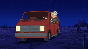 Screenshots from the 2010 Fuzzy Door Productions cartoon There Will Be Bad Blood