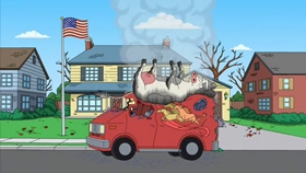 Screenshots from the 2010 Fuzzy Door Productions cartoon There Will Be Bad Blood