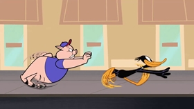 Screenshots from the 2018 Warner Bros. Television cartoon Porky