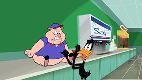 Screenshots from the 2018 Warner Bros. Television cartoon Porky