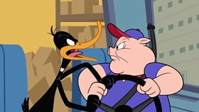 Screenshots from the 2018 Warner Bros. Television cartoon Porky