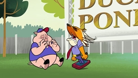 Screenshots from the 2018 Warner Bros. Television cartoon Porky