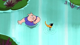 Screenshots from the 2018 Warner Bros. Television cartoon Porky
