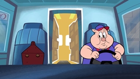 Screenshots from the 2018 Warner Bros. Television cartoon Porky