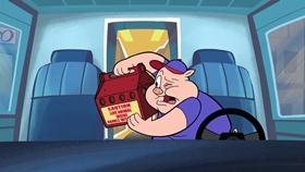 Screenshots from the 2018 Warner Bros. Television cartoon Porky