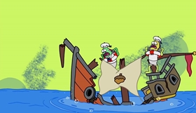 Screenshots from the 2018 United Plankton Pictures cartoon Surf n