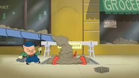 Screenshots from the 2019 Warner Bros. Television cartoon Wet Cement