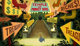 Screenshots from the 2019 Warner Bros. Television cartoon Curse of the Monkeybird