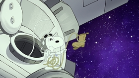 Screenshots from the 2019 DHX Media Ltd. cartoon Mission 6: Space Sleepwalking