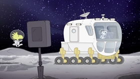 Screenshots from the 2019 DHX Media Ltd. cartoon Mission 9: Searching for Moon Rocks