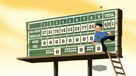 Screenshots from the 2019 Warner Bros. Television cartoon Pitcher Porky