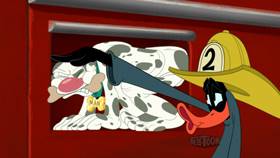 Screenshots from the 2020 Warner Bros. Television cartoon Firehouse Frenzy