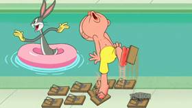 Screenshots from the 2020 Warner Bros. Television cartoon Pool Bunny