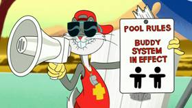 Screenshots from the 2020 Warner Bros. Television cartoon Pool Bunny