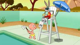 Screenshots from the 2020 Warner Bros. Television cartoon Pool Bunny