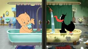 Screenshots from the 2020 Warner Bros. Television cartoon Shower Shuffle