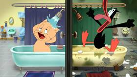 Screenshots from the 2020 Warner Bros. Television cartoon Shower Shuffle