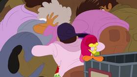 Screenshots from the 2020 Warner Bros. Television cartoon Holiday Purrchase