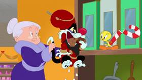 Screenshots from the 2020 Warner Bros. Television cartoon Holiday Purrchase