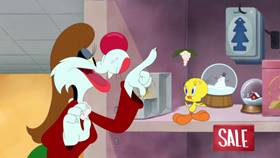 Screenshots from the 2020 Warner Bros. Television cartoon Holiday Purrchase