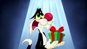Screenshots from the 2020 Warner Bros. Television cartoon Holiday Purrchase