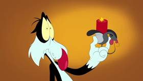 Screenshots from the 2020 Warner Bros. Television cartoon Holiday Purrchase