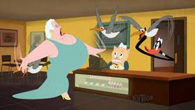 Screenshots from the 2021 Warner Bros. Television cartoon Daffuccino