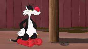 Screenshots from the 2021 Warner Bros. Television cartoon Sylvester Car Jack Lift