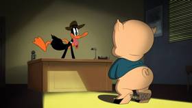 Screenshots from the 2021 Warner Bros. Television cartoon The Case of Porky