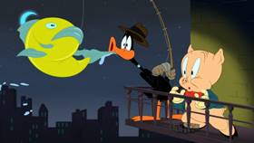 Screenshots from the 2021 Warner Bros. Television cartoon The Case of Porky