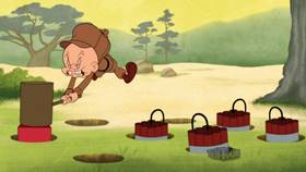 Screenshots from the 2021 Warner Bros. Television cartoon Hammer the Rabbit Hole