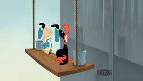 Screenshots from the 2021 Warner Bros. Television cartoon A Pane to Wash