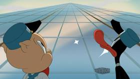 Screenshots from the 2021 Warner Bros. Television cartoon A Pane to Wash