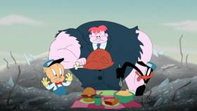 Screenshots from the 2021 Warner Bros. Television cartoon A Pane to Wash