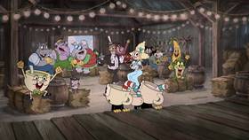 Screenshots from the 2022 Netflix cartoon Down & Out